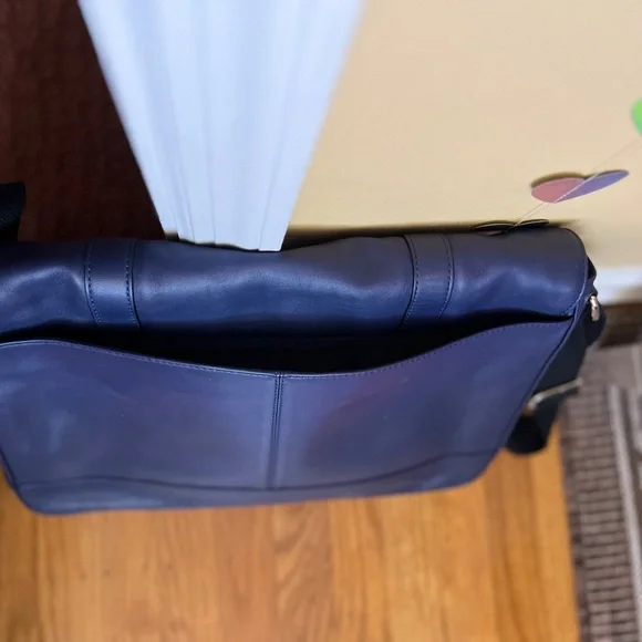 NWOT Cole Haan navy blue leather messenger bag